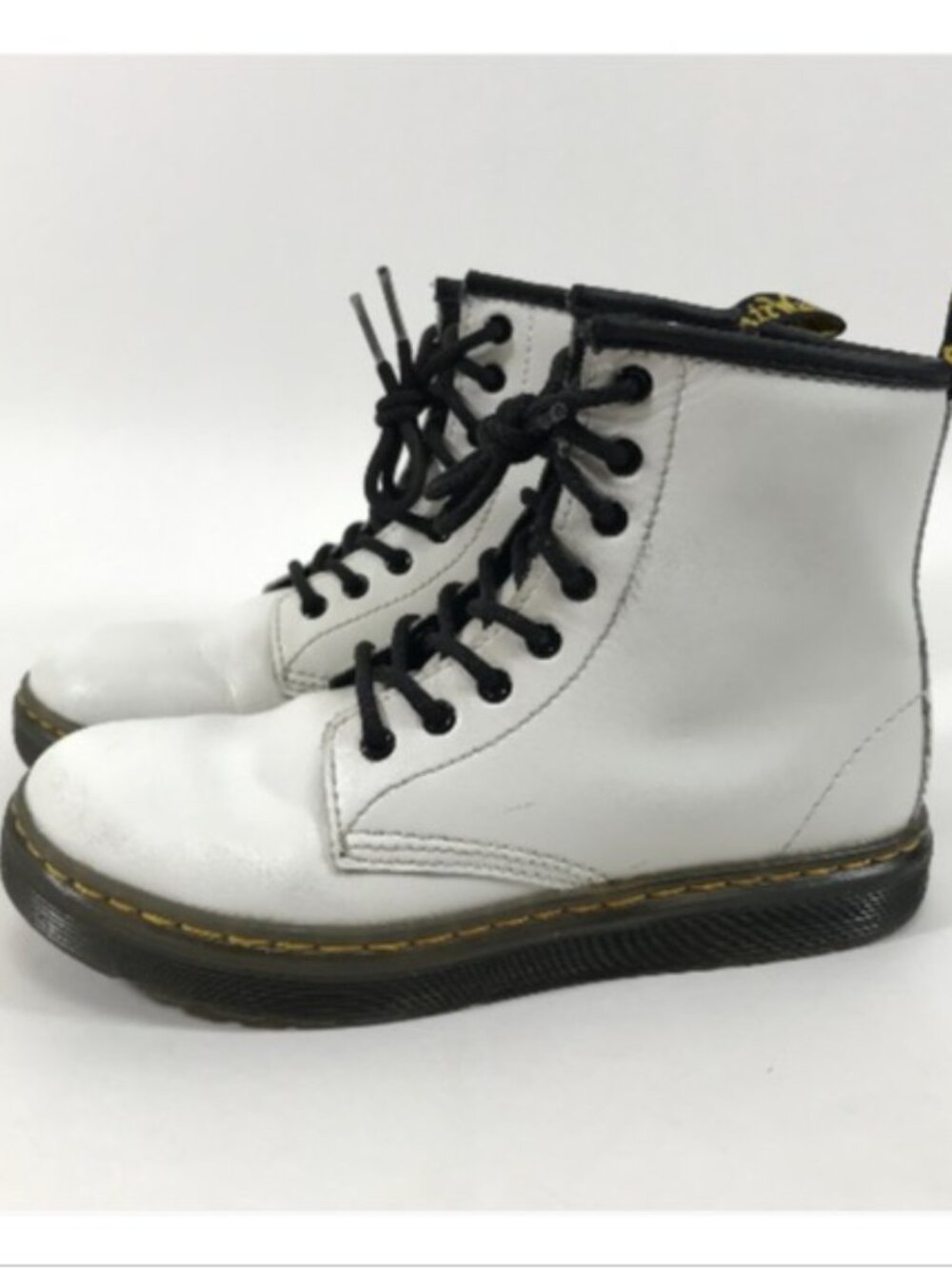 Dr. Martens Zavala Leather Combat Boots Kids' Size 2 White Zip AirWair Casual